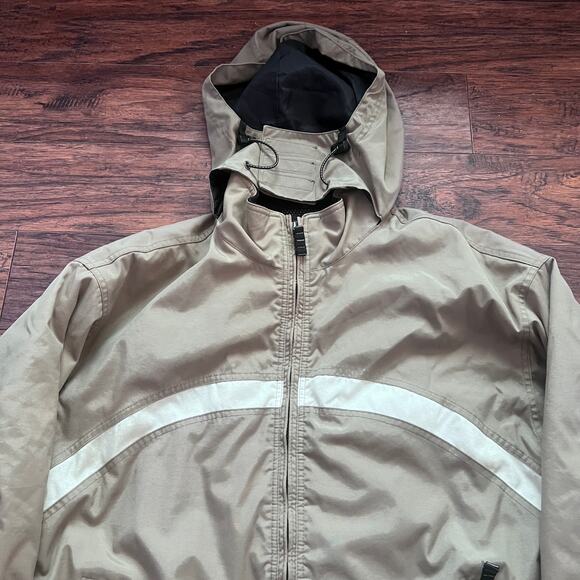 GAP Men’s Medium Padded Nylon Jacket Hooded Full Zip Taupe Outdoor Coat - Picture 6 of 11